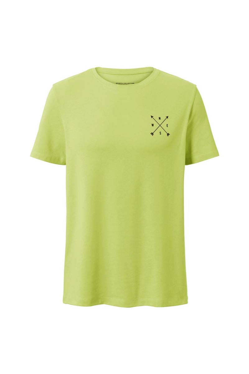 Tchibo Men Regular Fit Short Sleeve Graphic Print T-Shirts, Lime Green - Image 2